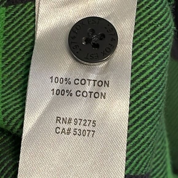 Fox Girls Green & Black Plaid Long Sleeve Flannel Shirt L 100% Cotton Made In Ch - Picture 3 of 15